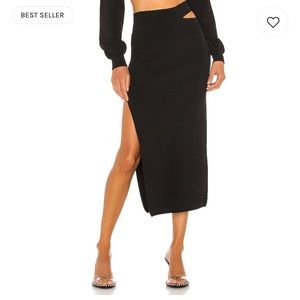 x REVOLVE Cut Out Knit Midi Skirt in Black